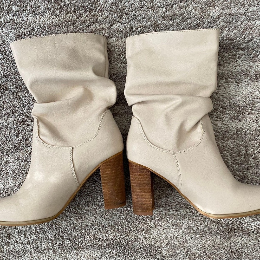 Vici Cream Heeled Boots